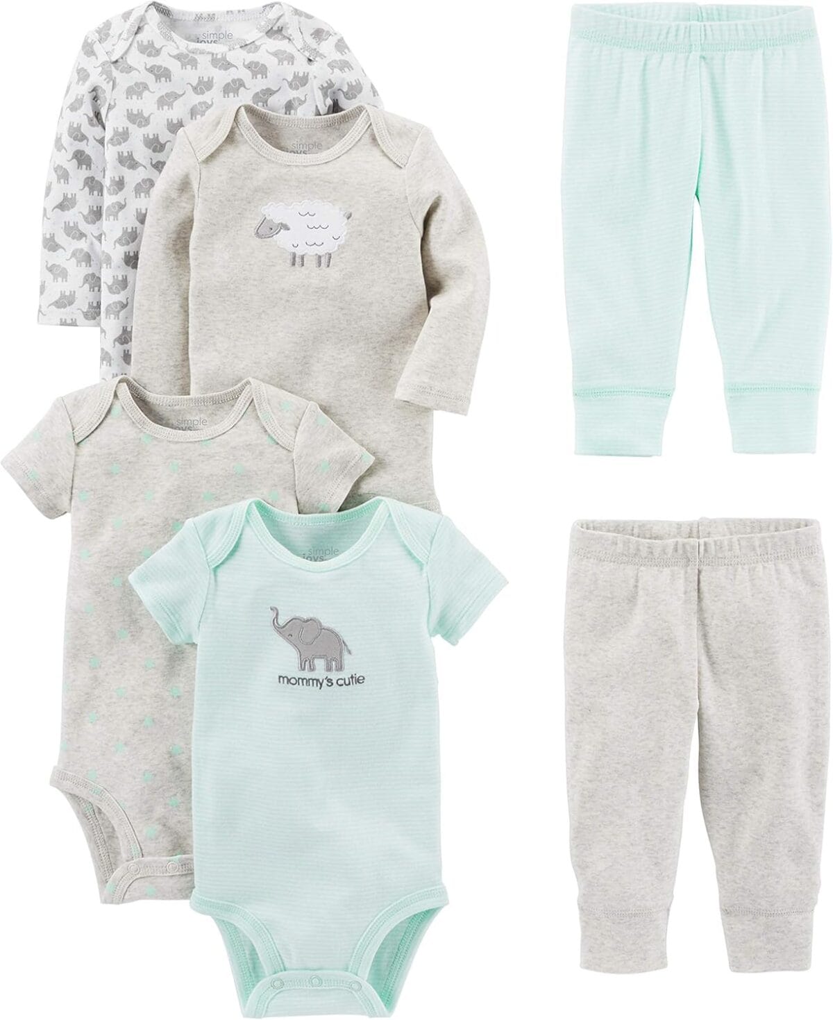 Simple Joys by Carter’s unisex-baby 6-piece Bodysuits (Short and Long Sleeve) and Pants Set