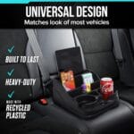 Small Center Console for Cars, Trucks, Minivans, SUVs, Vehicle Organizer, Cup Holders, Recycled Plastic, Made in USA (Black)