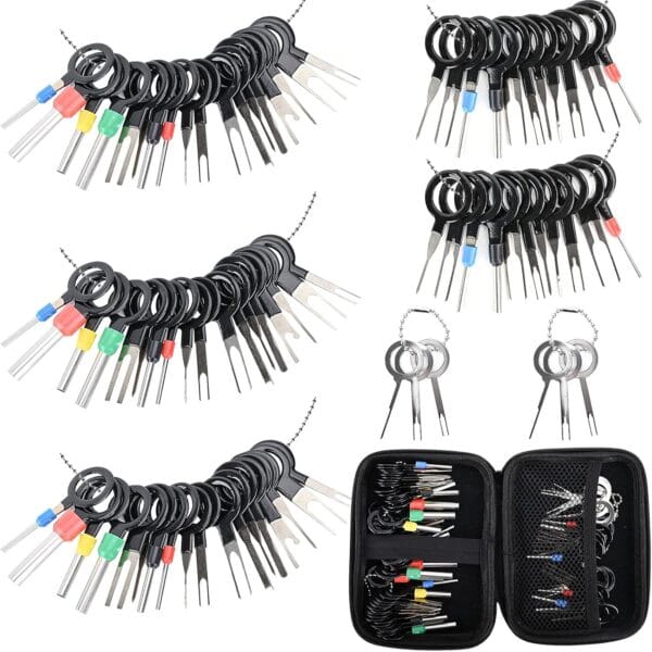 Terminal Pin Removal Tool Kit 82 Pcs Depinning Electrical Connector Pin Extractor Tool Set Wire Terminal Release for Automotive Car Household Devices