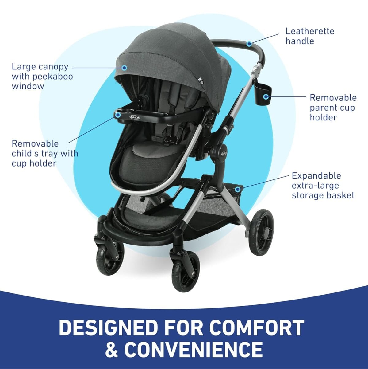 Graco Modes Nest Travel System with Adjustable Reversible Seat, Pram Mode, Lightweight Aluminum Frame, and SnugRide 35 Lite Elite Infant Car Seat, Sullivan