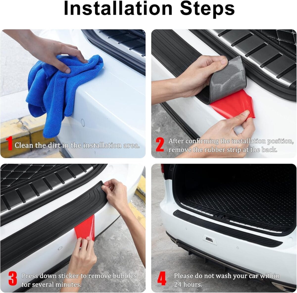 SINGARO Car Rear Bumper Protector, 41inch x3.5inch Car/SUV Universal Rubber Anti-Scratch Trunk Exterior AccessoriesBlack