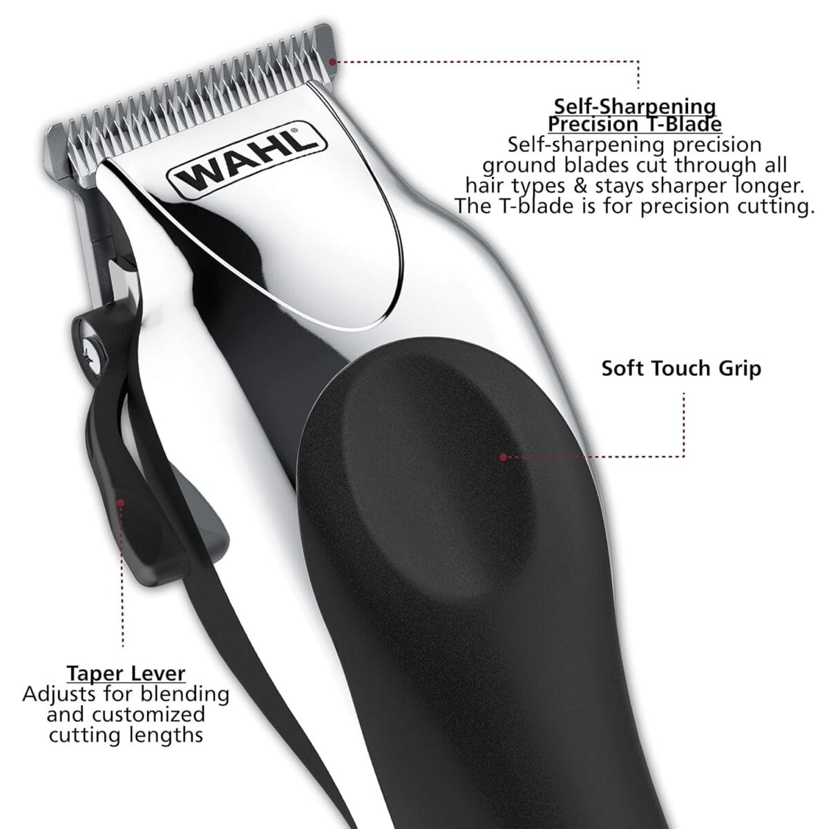 Wahl Clipper USA Deluxe Corded Chrome Pro, Complete Hair and Trimming Kit, Includes Corded Clipper, Cordless Battery Trimmer, and Styling Shears, for a Cut Every Time – Model 79524-5201M