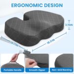 TushGuard Seat Cushion – Memory Foam Cushion for Office Chair, Car Seat, Airplane, Bleacher – Sciatica & Hip & Coccyx Pain Relief Desk Chair Cushion for Long Sitting Office Workers, Car Drivers