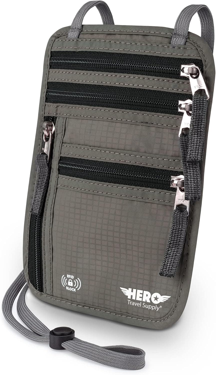 Hero Travel Supply Neck Wallet, RFID Blocking Passport Holder, Easy To Conceal Travel Pouch Hero Travel Supply Neck Wallet, RFID Blocking Passport Holder, Easy to Conceal Travel Pouch