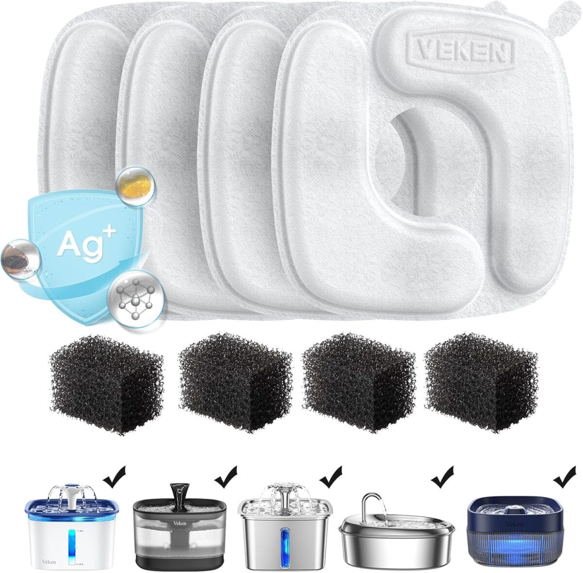 Water Fountain Filters, 4 Pack Replacement Filters - Image 1