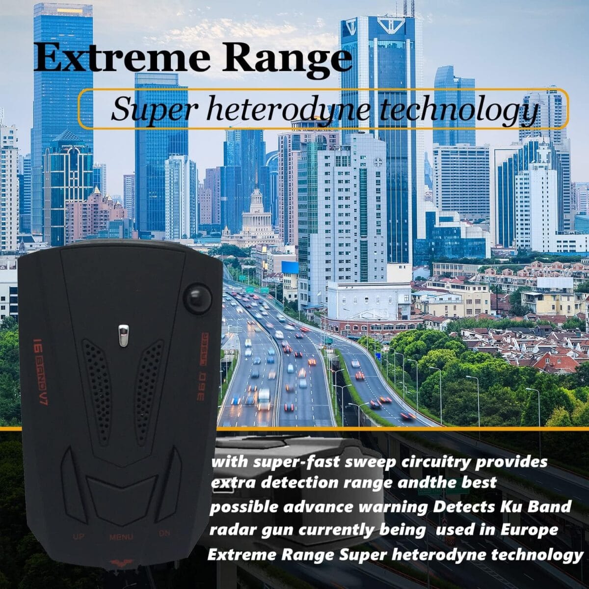 New Driving Aids for Cars, V7 with Led Display, Long Range Detection, Mute Memory, City/Highway Mode Detectors, Ideal Gifts for Cars (Black)