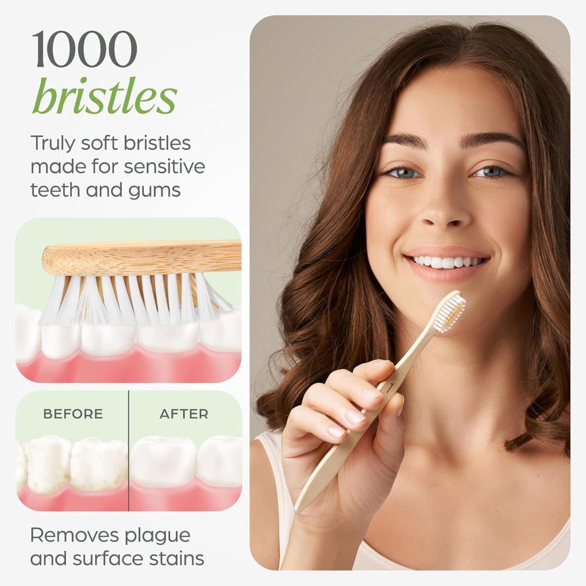 Biodegradable Bamboo Toothbrushes 10 Pack – BPA Free Soft Bristles Toothbrushes, Eco-Friendly, Compostable Natural Wooden Toothbrush