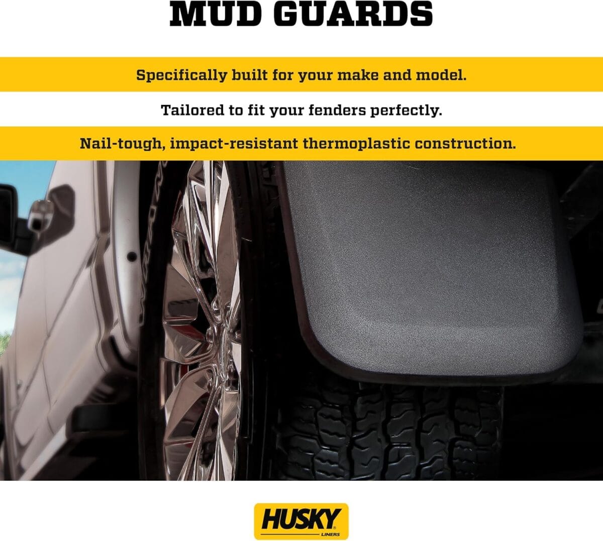 Husky Liners  Front & Rear Mud Guards | Fits 2017-2024 Ford F-250/F-350 w/Single Rear Wheels & w/o OEM Fender Flares – Black, 4 Pc | 58466