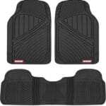 Motor Trend FlexTough Performance All Weather Rubber Car Floor Mats - 3 Piece Floor Mats Automotive Liners for Cars Truck SUV, Heavy-Duty Waterproof (Black)