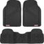 Motor Trend FlexTough Performance All Weather Rubber Car Floor Mats - 3 Piece Floor Mats Automotive Liners for Cars Truck SUV, Heavy-Duty Waterproof (Black)