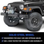 TACTIK Circle 8 Classic 15 Inch Solid Steel Wheel, Black – 15×10, 5×4.5 Bolt Pattern (-38.1mm Offset), 4″ Backspace – Fits Jeep 1984-2006 Wrangler, Wagoneer, Comanche, Grand Cherokee TJ YJ MJ ZJ XJ LJ