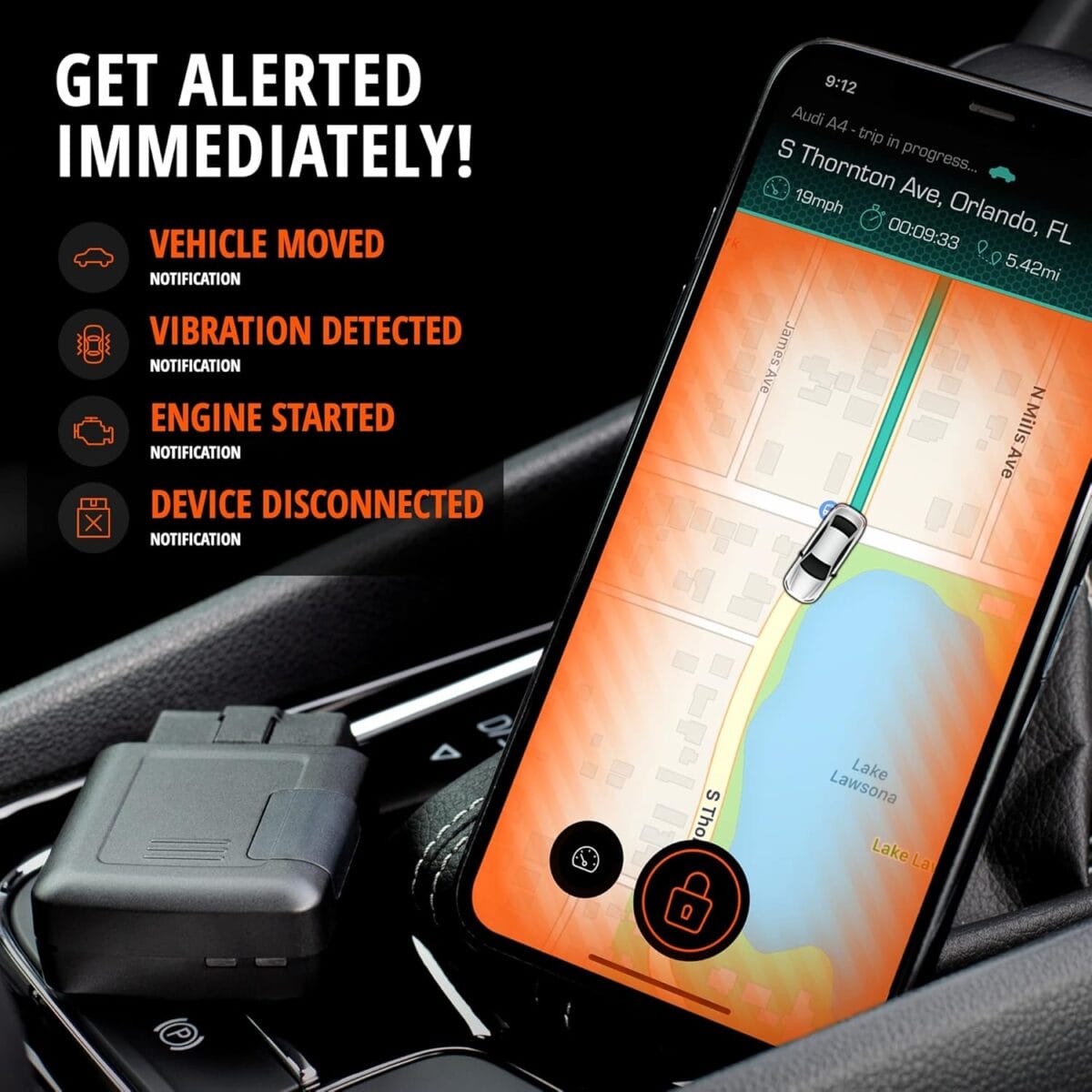 CARLOCK Anti Theft Car Device – Real Time 4G Car Tracker & Car Alarm System. Comes with Device & Phone App. Tracks Your Car in Real Time & Notifies You Immediately of Suspicious Behavior.OBD Plug&Play