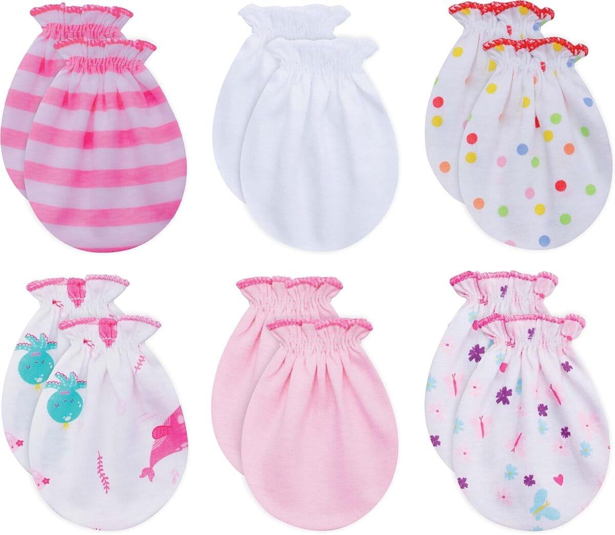 RATIVE No Scratch Mittens and Caps 100% Cotton for Newborn Baby 0-6 Months Boys Girls