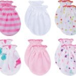 RATIVE No Scratch Mittens and Caps 100% Cotton for Newborn Baby 0-6 Months Boys Girls