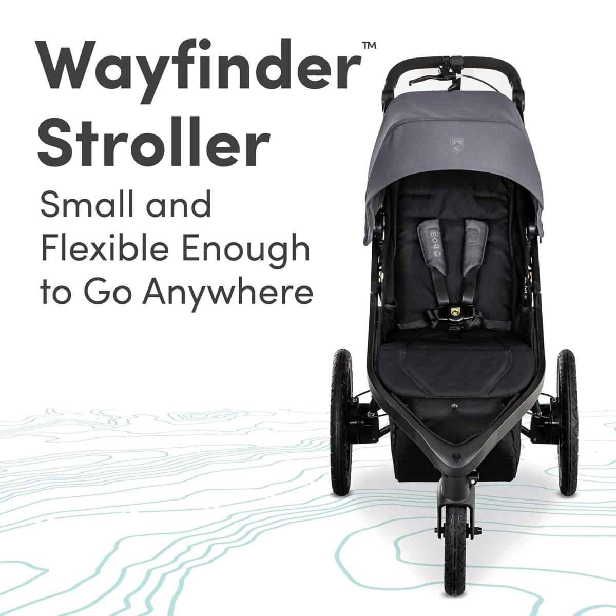 BOB Gear Wayfinder Jogging Stroller with Independent Dual Suspension, Air-Filled Tires, and 75-Pound Weight Capacity, Storm
