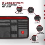 Firestone 2-Pack Car Sun Visor Organizer | 8 Compartment Car Organizer for Visor | Car and Truck Organizer with Holder and Slots for Sunglasses, License, Registration and More, Charcoal, 2-Pack