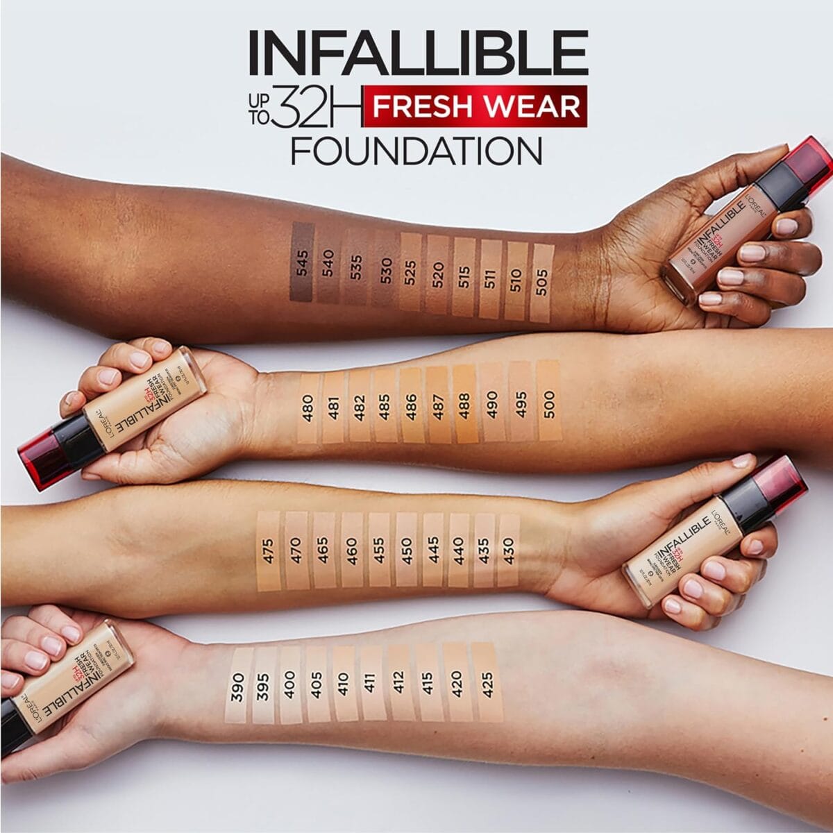 L’Oreal Paris Makeup Infallible Up to 32 Hour Fresh Wear Lightweight Foundation, 411 Beige Ivory, 1 Fl Oz, Packaging May Vary