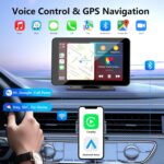 Apple Carplay Screen for Car, 7″ HD Portable Car Stereo Touch Screen with Wireless Android Auto, Backup Camera, Car Audio Receivers with Voice Control, Mirror Link, Bluetooth, GPS Navigation