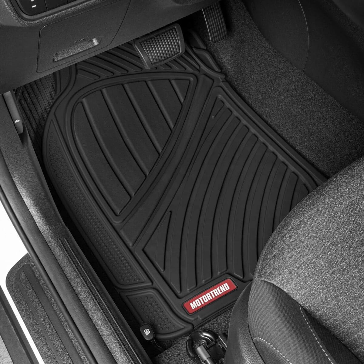 Motor Trend FlexTough Performance All Weather Rubber Car Floor Mats – 3 Piece Floor Mats Automotive Liners for Cars Truck SUV, Heavy-Duty Waterproof (Black)