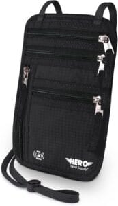 Hero Travel Supply Neck Wallet, RFID Blocking Passport Holder - Easy to Conceal and Pouch