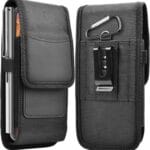 Takfox Phone Holster for Samsung Galaxy S25 Ultra S24 Plus S23 S22 S21 FE S20 Note 20 A35 A16 A23 A15 A51 A71, Moto G Stylus 5G Nylon Cell Phone Belt Clip Holster Carrying Pouch w Card Holder,Black