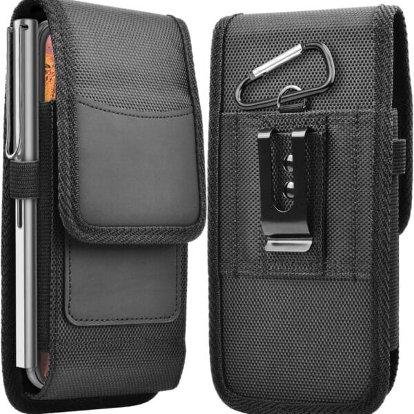 Takfox Phone Holster for Samsung Galaxy S25 Ultra S24 Plus S23 S22 S21 FE S20 Note 20 A35 A16 A23 A15 A51 A71, Moto G Stylus 5G Nylon Cell Phone Belt Clip Holster Carrying Pouch w Card Holder,Black