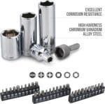 Amazon Basics Mechanic Tool Set with Case, Anti-Corrosion, SAE and Metric sizes 145-Piece