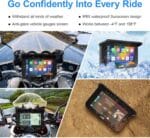 LBW Upgrade Portable Wireless Apple Carplay & Android Auto Screen for Motorcycle, Navigation GPS 5 Inch IPS Touch Screen, Bluetooth, Waterproof Stereo for Motorbike, Support Siri and Google Assistant