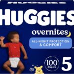 Huggies Size 5 Overnites Baby Diapers: Overnight Diapers, Size 5 (27+ lbs), 100 Ct (2 Packs of 50)