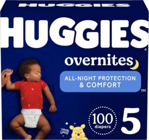 Huggies Size 5 Overnites Baby Diapers: Overnight Diapers, Size 5 (27+ lbs), 100 Ct (2 Packs of 50)