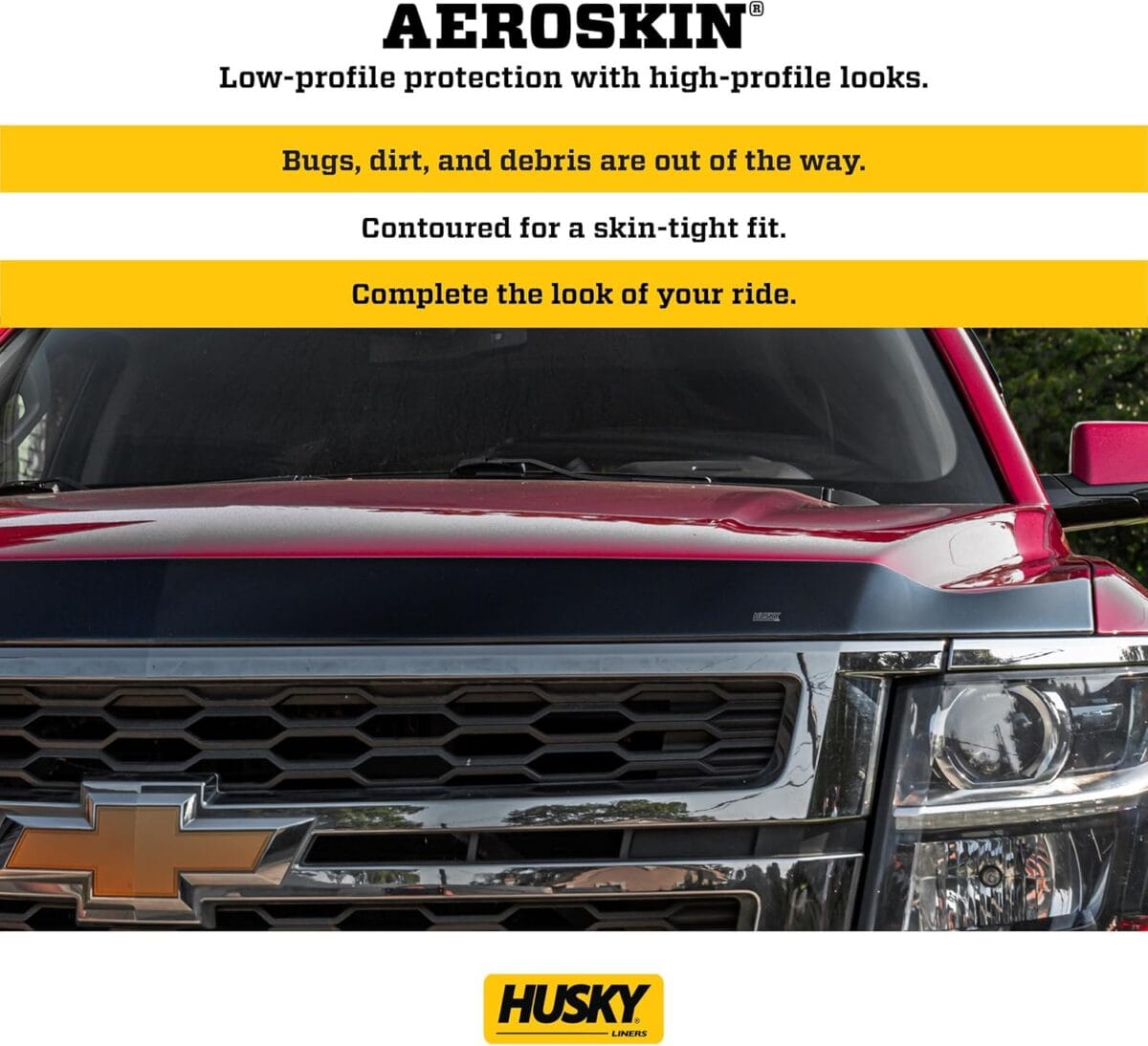 Husky Liners Aeroskin Hood Protector | Fits 2019-2025 Toyota RAV4 | Low Profile Deflector/Bug Shield – 1 pc., Smoke | 2842173