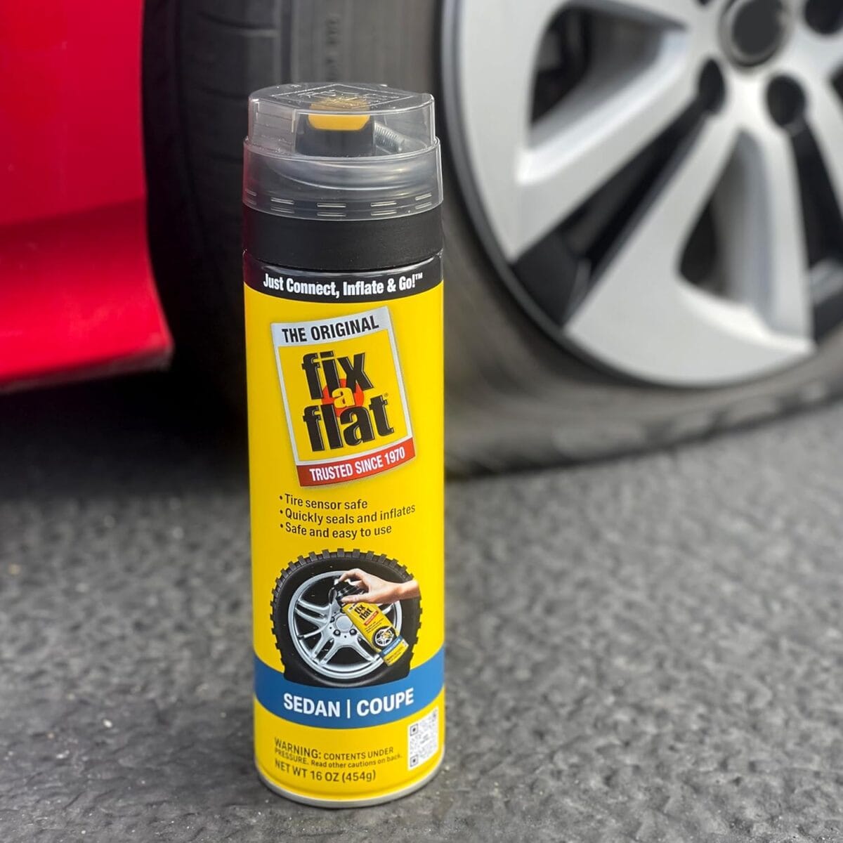 Fix-a-Flat S60420 Aerosol Emergency Flat Tire Repair and Inflator, For Standard Tires, Eco-Friendly Formula, Universal Fit for all Cars, 16 oz. (Pack of 1)