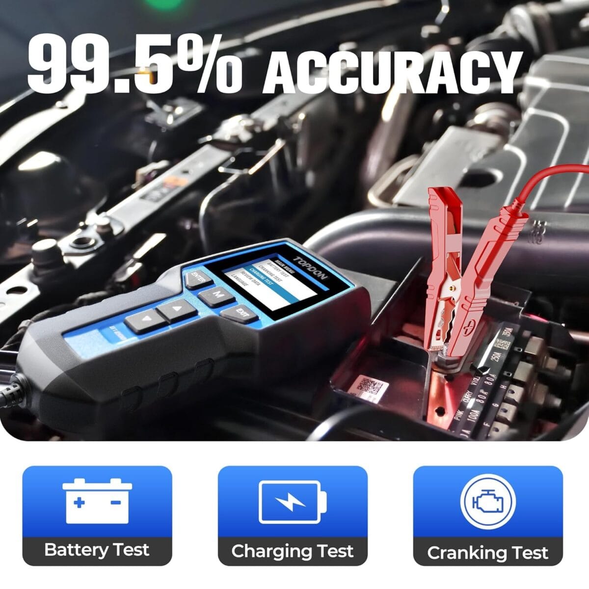 Car Battery Tester 24V 12V Load Tester, TOPDON BT200 100-2000CCA Automotive Alternator Tester Digital Auto Battery Analyzer Charging Cranking System Tester for Car Truck Motorcycle ATV SUV Boat Yacht