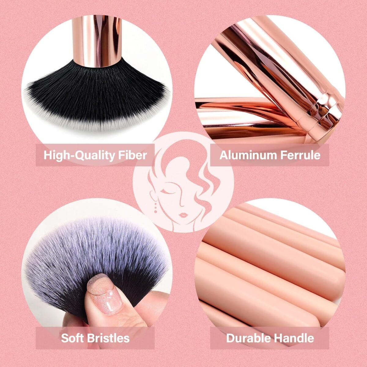 Makeup Brushes Set, Mlemle Professional 20 Pcs Premium Synthetic Foundation Powder Concealers Eye shadows Blush Makeup Brushes with 2 Makeup Sponge(A01-PINK)