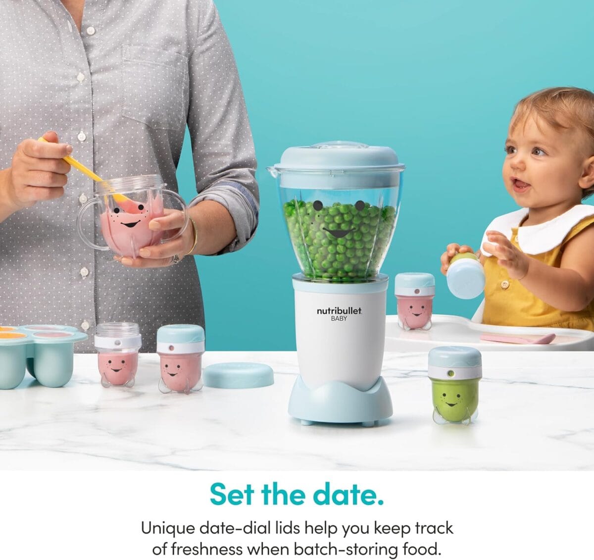NutriBullet NBY-50100 Baby Complete Food-Making System, 32-Oz, White, Blue, Clear