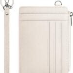 SEAVILIA Small Wallet for Women Slim Wristlet Keychain Wallets RFID Credit Card Holder With Zipper Pocket, ID Window (Beign)