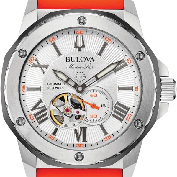 Bulova Men's Marine Star 'Series A' Automatic Watch with Orange Silicone Strap Style: 98A226
