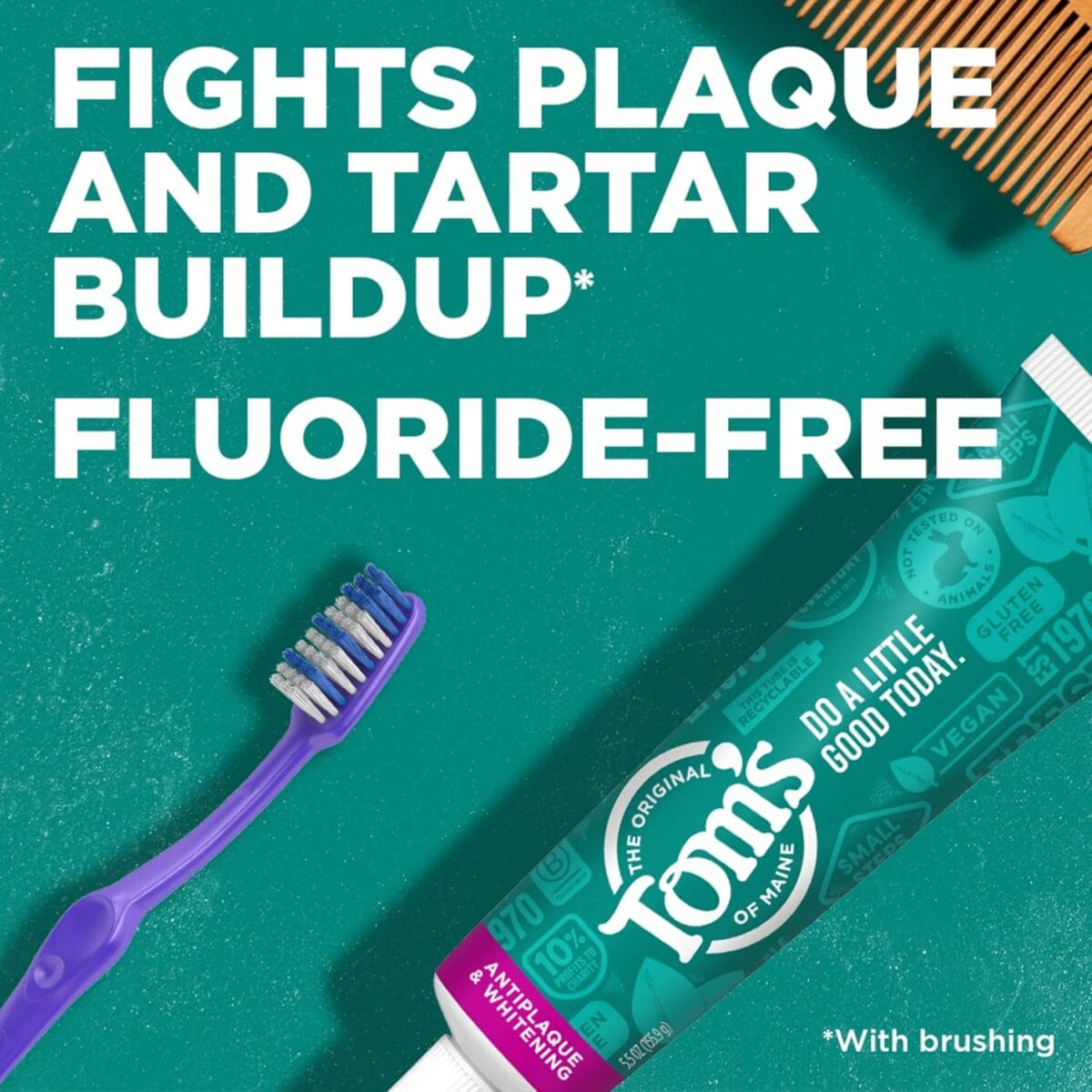 Tom’s of Maine Fluoride-Free Antiplaque & Whitening Natural Toothpaste, Peppermint, 5.5 oz. (Pack of 2)