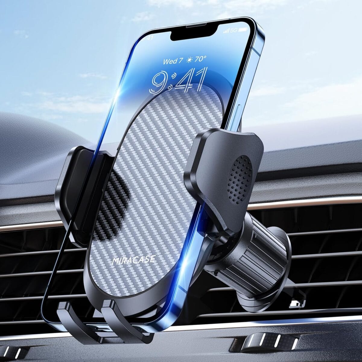 Miracase Phone Holders for Your Car with Metal Hook Clip, Air Vent Cell Phone Car Mount, Universal Automobile Cradle Fit for iPhone Android and All Smartphones, Dark Black