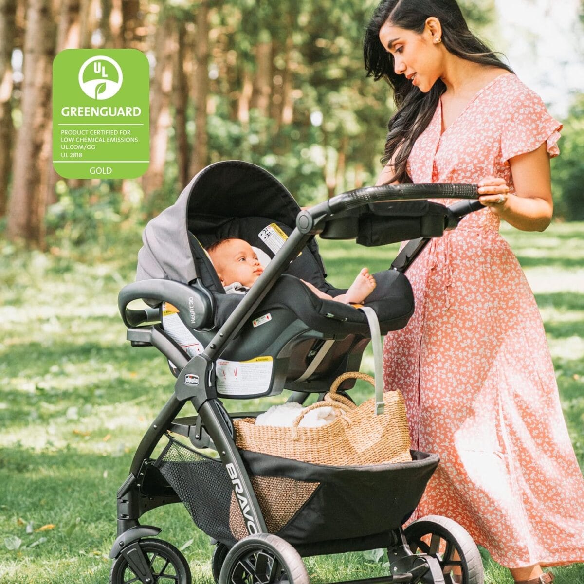 Chicco KeyFit 30 ClearTex Infant Car Seat and Base, Rear-Facing Seat for 4-30 lbs., Includes Head and Body Support, Compatible with Chicco Strollers, Baby Travel Gear | Pewter/Grey