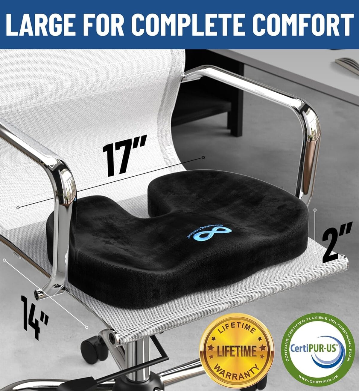 Everlasting Comfort Doctor Recommended Memory Foam Seat Cushions for Office Chairs – Tailbone Pain Relief Cushion, Sciatica & Back Support, Office Chair Cushion & Car Seat Cushion