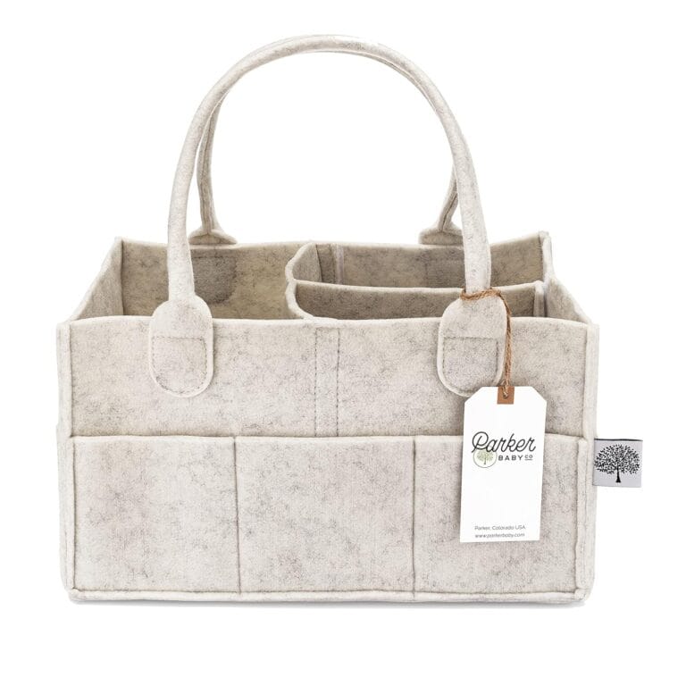 Parker Baby Diaper Caddy - Nursery Storage Bin and Car Organizer for Diapers and Baby Wipes - White, Regular