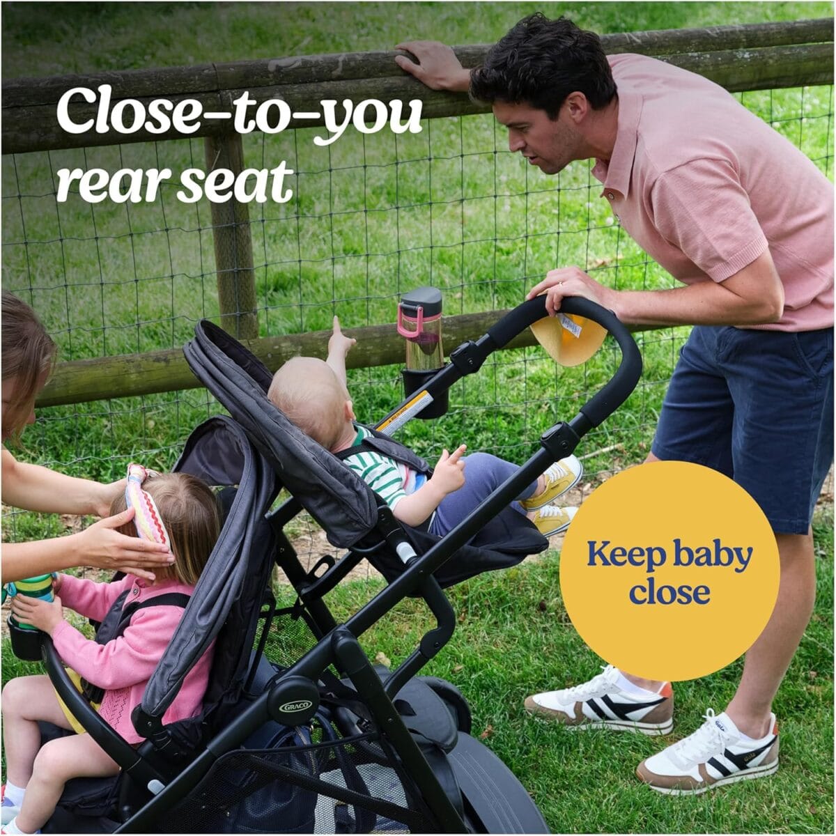 Graco Ready2Grow LX 2.0 Double Stroller Features Bench Seat and Standing Platform Options, Clark