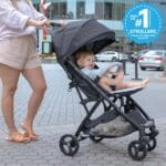 Ingenuity 3Dquickclose CS+ Compact Fold Stroller  Lightweight Stroller with Oversized Canopy, Extra-Large Storage and Compact Fold, Gray