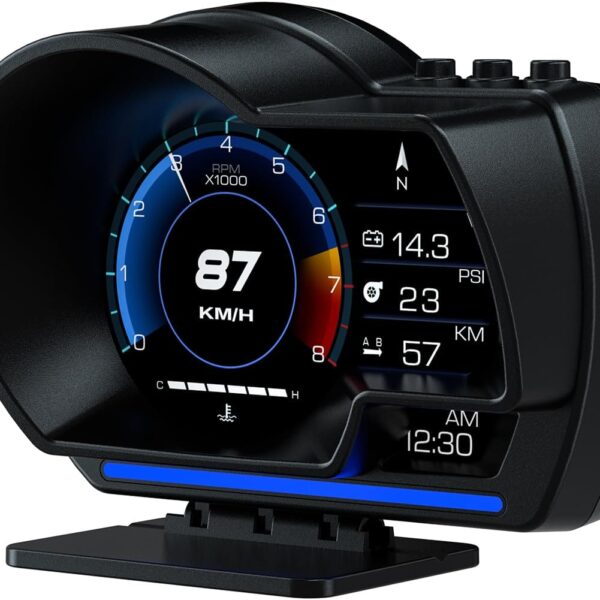 Car HUD Head Up Display P6, OBD+GPS Smart Gauge, Works Great for Most Cars (Black)