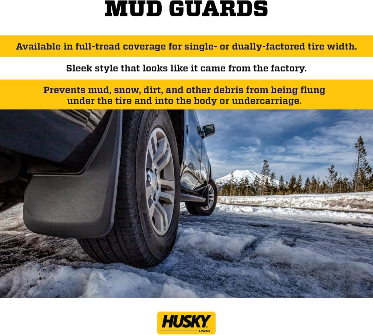 Husky Liners  Front & Rear Mud Guards | Fits 2017-2024 Ford F-250/F-350 w/Single Rear Wheels & w/o OEM Fender Flares – Black, 4 Pc | 58466