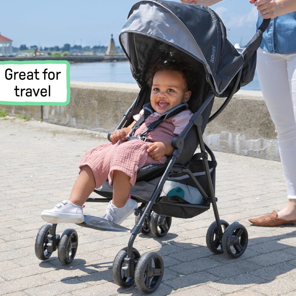 Summer by Ingenuity 3D Mini Convenience Stroller  Lightweight Stroller with Compact Fold, Multi-Position Recline, Canopy with Pop Out Sun Visor and More  Umbrella Stroller for Travel and More, Gray