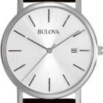 Bulova Men's Classic 3-Hand Calendar Date Quartz Leather Strap Watch, Buckle, 37mm