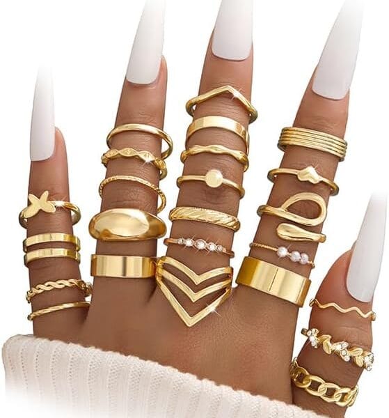 iF YOU 25 Pcs Gold Knuckle Ring Set for Women, Stackable Finger Midi Rings, Simple Stacking Cute Rings Pack Trendy Stuff Jewelry Gift