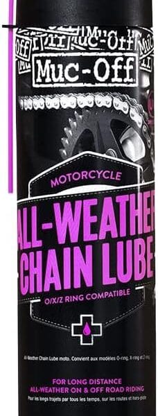 Muc Off All-Weather Motorcycle Chain Lube, 400 Milliliters - Premium Motorbike Chain Lubricant Spray - Formulated for All Weather Conditions